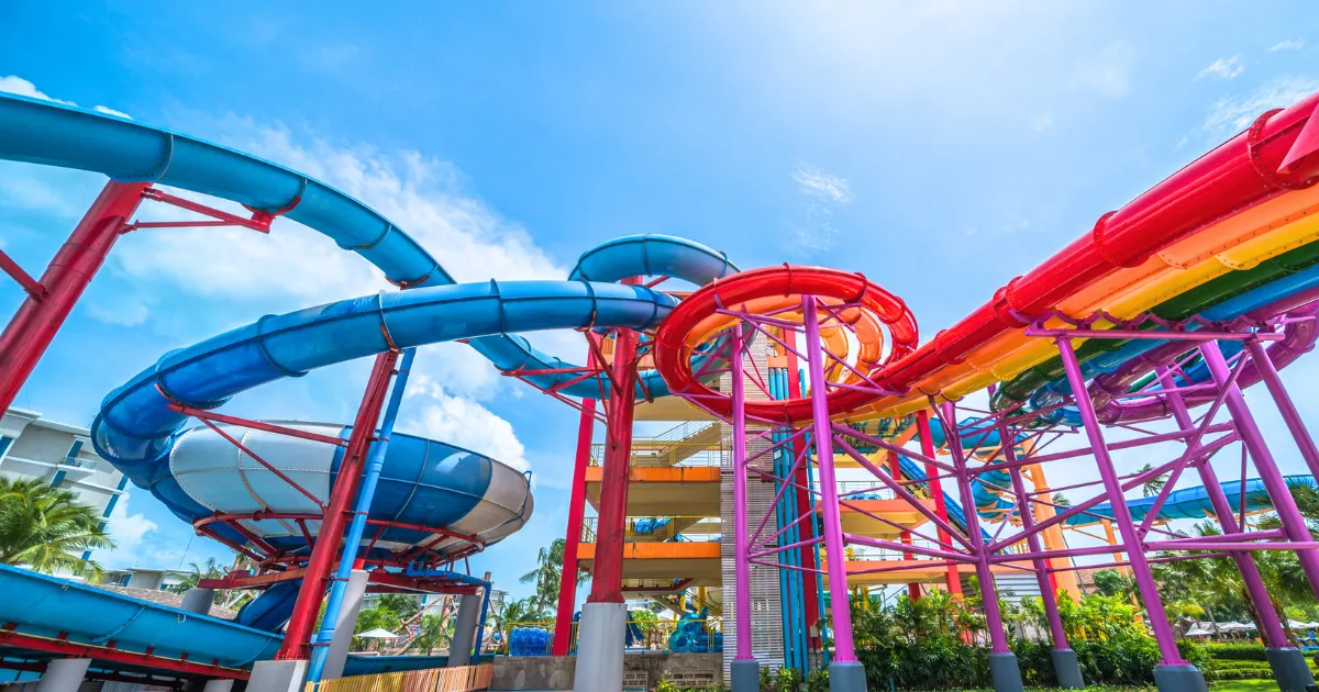 The thrilling water rides at Splash Jungle Water Park